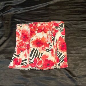 WHITE HOUSE, BLACK MARKET Floral Zebra Strapless Bustier